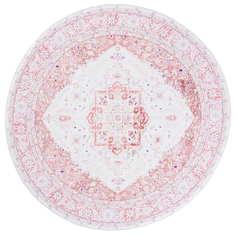 Sonia Oriental Beige/Rust Area Rug, Round 6'6"