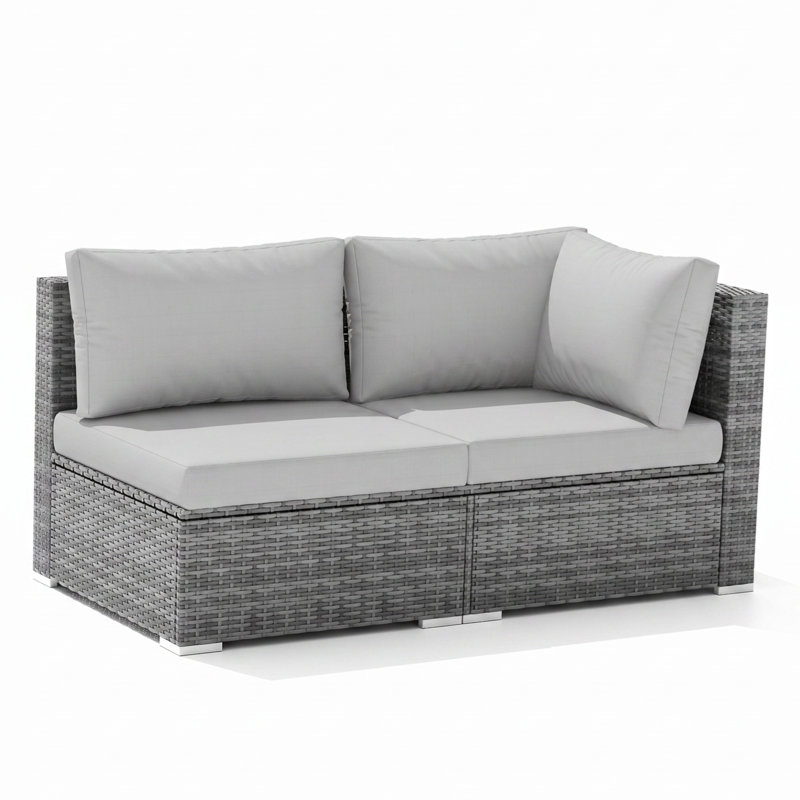 Causeuse de patio pour l'extérieur avec coussins épais de 4 po, Coussin gris clair / structure grise