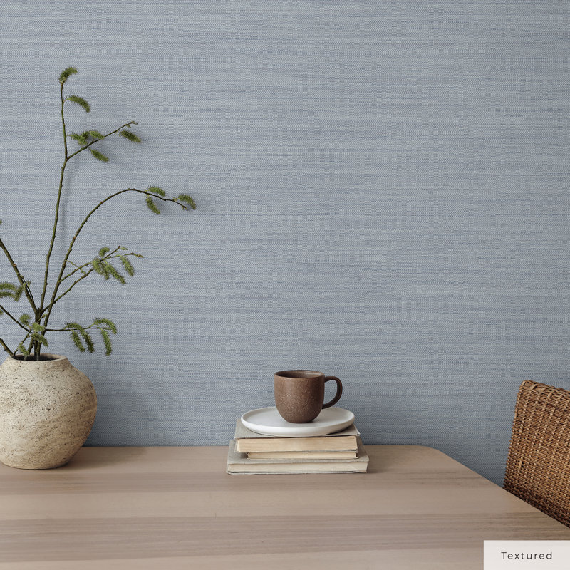 Barayon 33' L x 20.5" W Textured Peel and Stick Wallpaper Roll, Blue