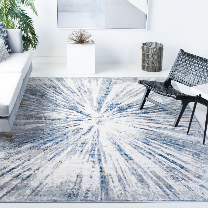 Tapis abstrait en coton Koury, Rectangle 8 pi x 10 pi
