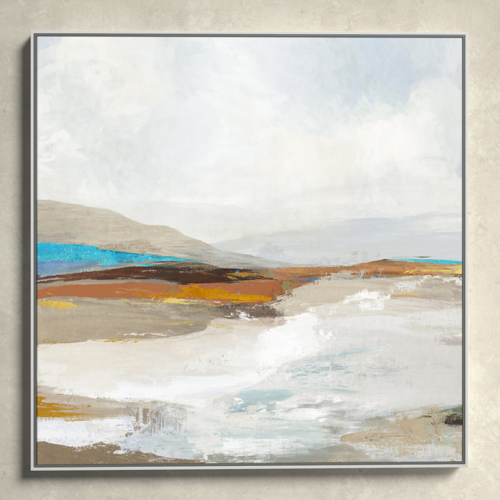 Middlebury "Soft Sea I" Print by Allison Pearce, 46.5" H x 46.5" W, White Framed