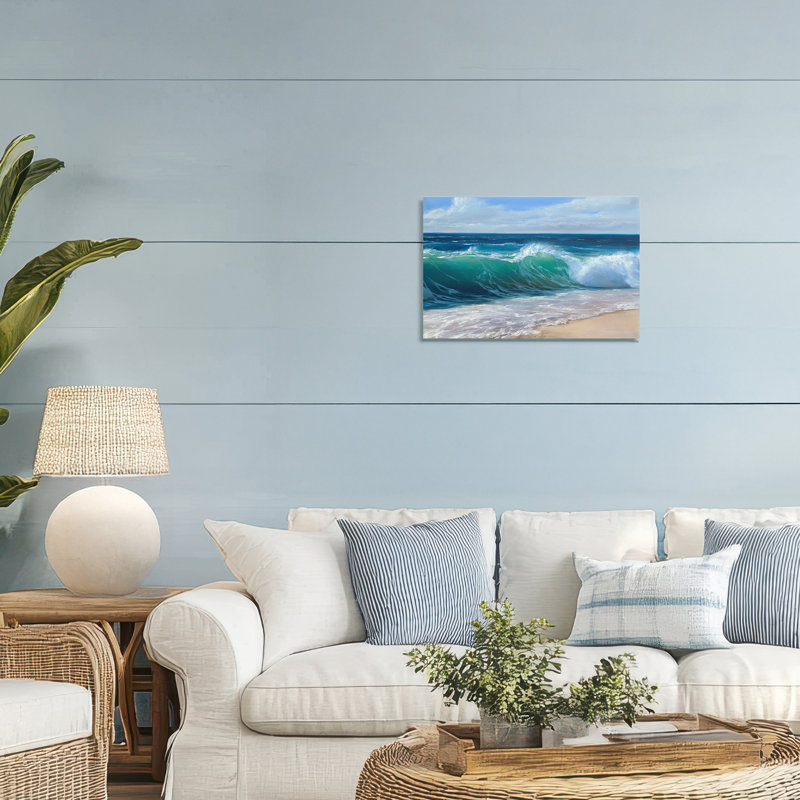 Contenu, toile de vagues de plage, design par Dimitri Sirenko, H 16 po x l 24 po