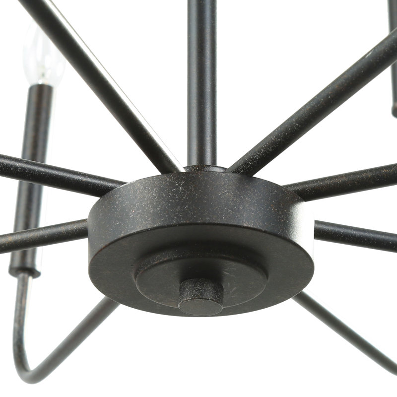Lustre de style campagnard moderne à 8 lumières de style bougie Kaymarie Certifié UL, Brun avec taches