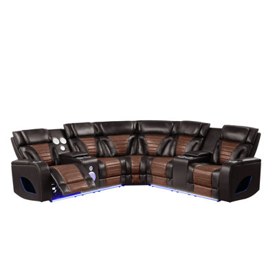 Canapé modulaire en cuir Ripley Brown Air