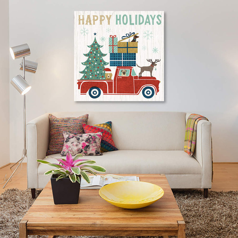 « happy fêtes i », impression sur toile, H 48 po x l 48 po x P 1,5 po, Toile tendue, Pas de tapis