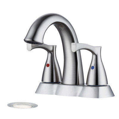 Robinet pour salle de bain à 2 poignées et 4 poignées avec drain, nickel brossé