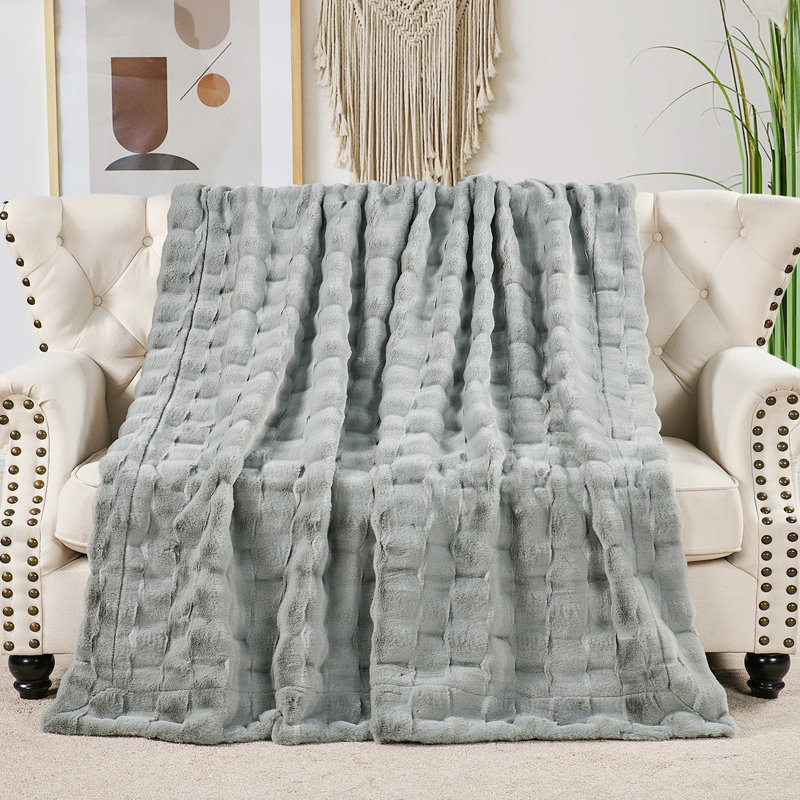 Biscoe Knitted Throw Blanket, Gray, 50"W x 70"L
