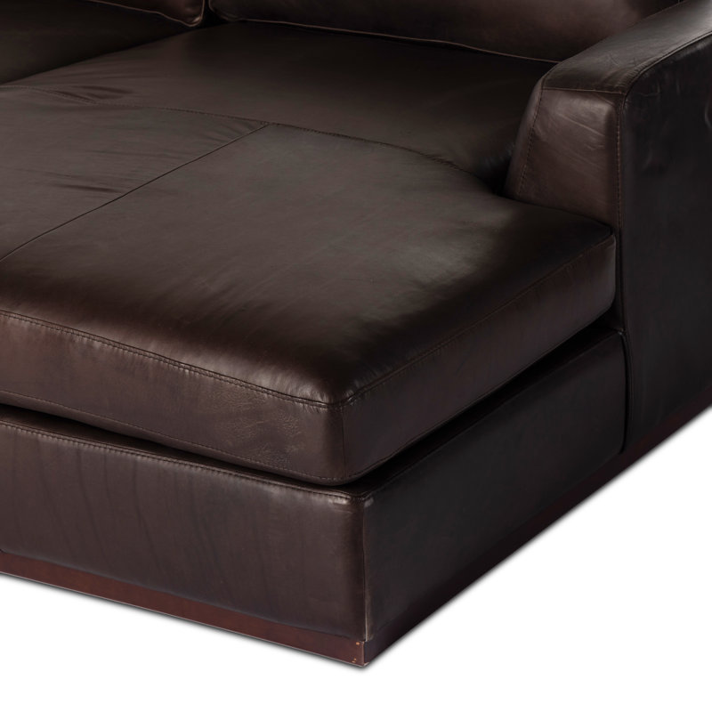 Colt Modular Chaise Sectional, Heirloom Cigar/Genuine Leather