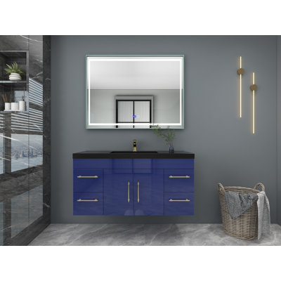 Ensemble de meuble-lavabo mural simple 48 po Campbell-Josh