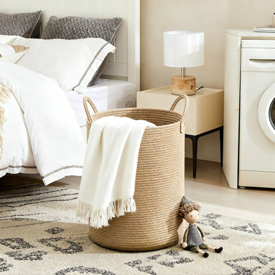Extra Large Woven Hamper Laundry Basket Wicker Rope Clothes Hamper For Baby Nursery Kids Tall Rattan Blanket Basket.(Jute)