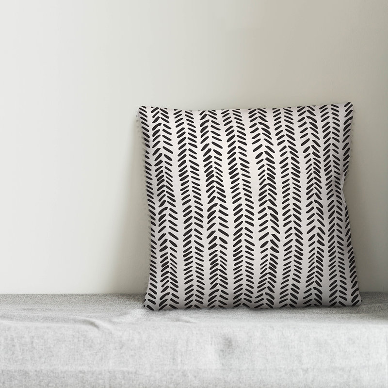  Housse de coussin carré et insert, 16 po x 1 po, Noir, Pas de bourre