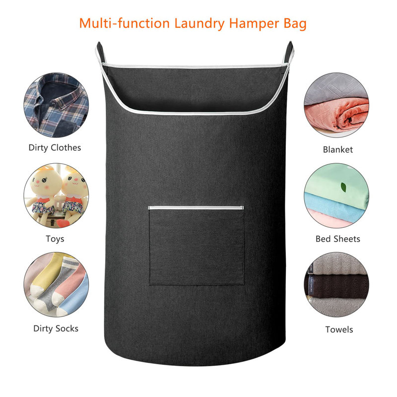Panier à linge, sac de rangement suspendu XL, 36 po x 22 po, durable, grande capacité, imperméable, noir