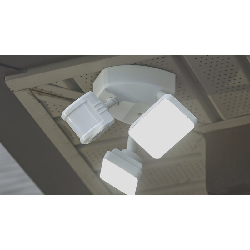 HZConnect Smart 2 - Head LED Hardwired Dusk to Dawn Outdoor Security Outdoor Security Flood Light with Motion Sensor and Timer