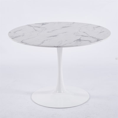 42.1" White Marble Color Top Tulip Table