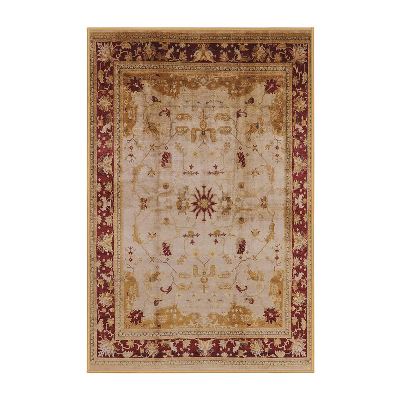 Tapis oriental ivoire / brun clair / rouge Spurgh, Rectangle 8 pi x 10 pi