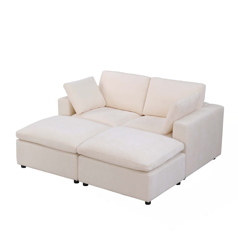 Ensemble de canapé-lit modulaire 68,5 po avec 2 repose-pieds et canapé-lit modulaire, Beige