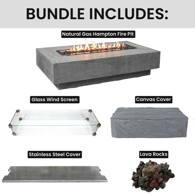 Envelor Fire Pit 14'' H X 56'' W Includes Windscreen, Lid, and Canvas Cover, Natural gas