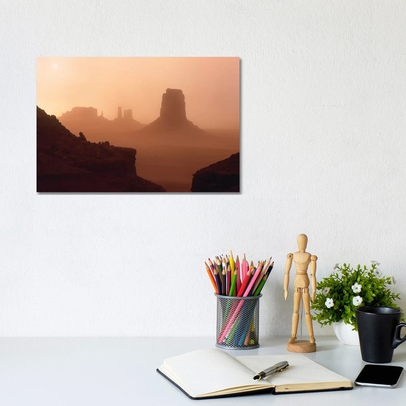 Sandstorm Enshrouding Mittens, Monument Valley, Arizona by Tim Fitzharris - Wrapped Canvas Print, 20.32 cm H x 30.48 cm W