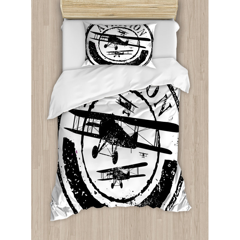 Airplane Modern & Contemporary Polyester Duvet Cover, Twin