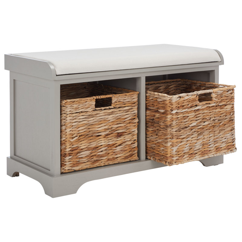Banc de rangement rembourré à casiers Briananthony, Gris rétro