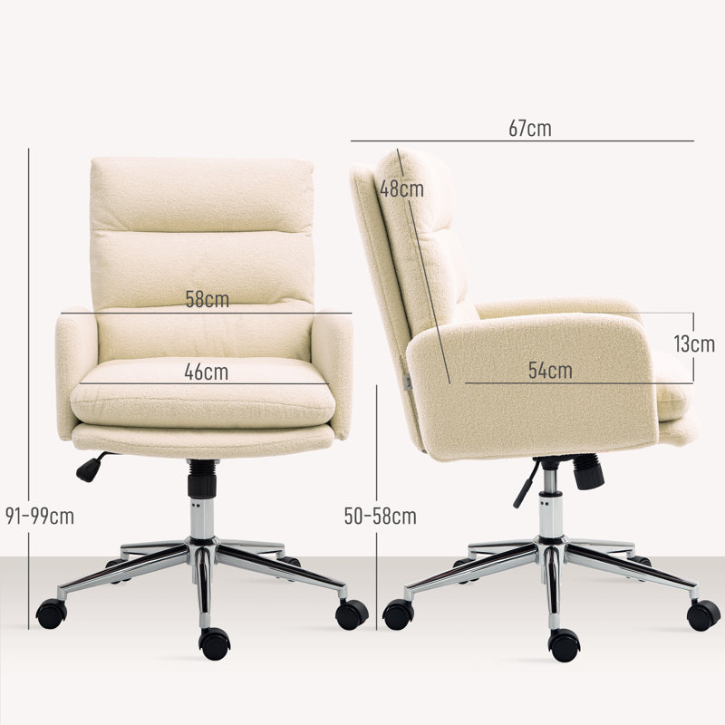 Sineke Polyester Office Chair, Cream