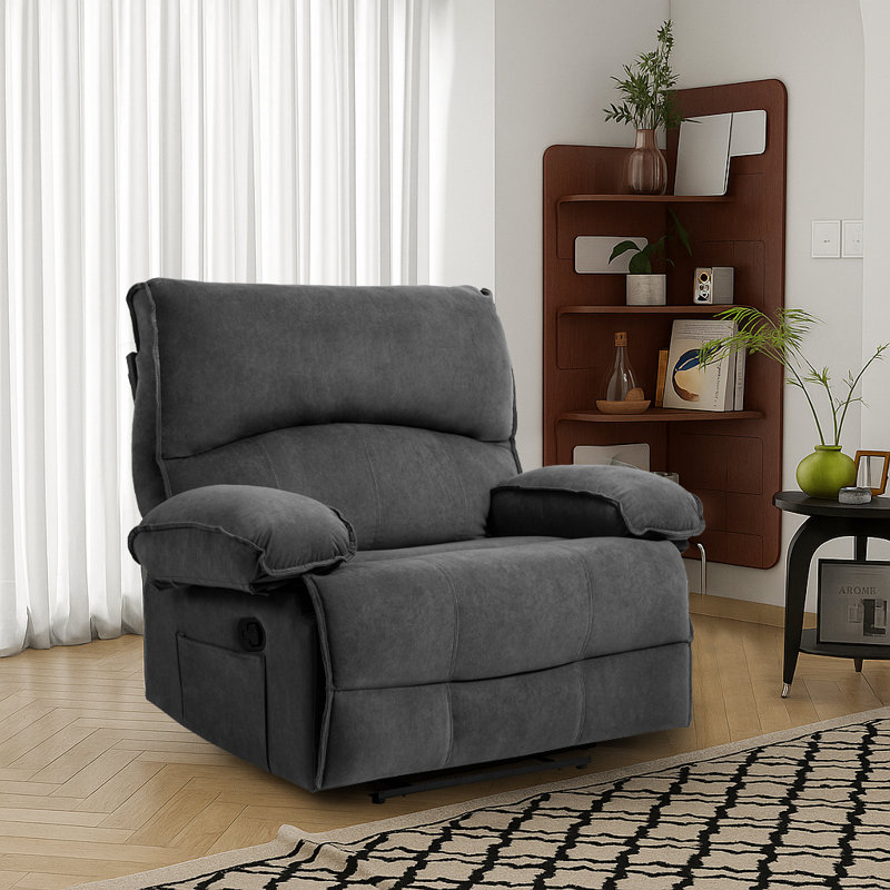 Oversized Recliner Chair with Adjustable Backrest and Footrest, Upholstered Lounge Chair with Side Pocket – Supports up to 350 lbs