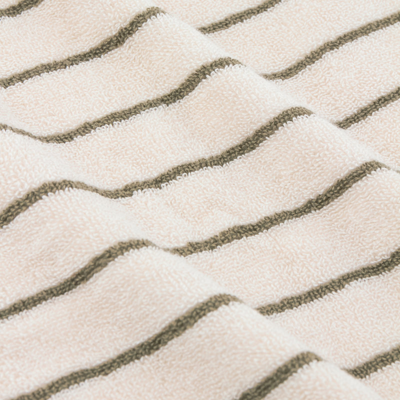 Hebden Narrow Stripe 100% Cotton Bath Towel, Green/Cream