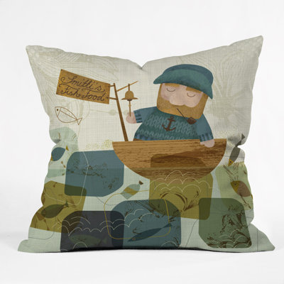 One Fine Fisherman Polyester Throw Pillow