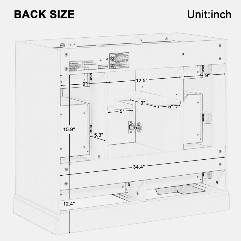Green Solid Wood and MDF Freestanding Bathroom Vanity Base with Six Drawers