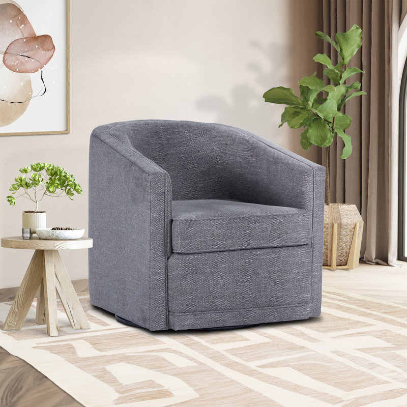 Sadat Polyester Fabric Swivel Accent Chair, Dark Gray Polyester