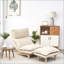 Fauteuil inclinable pliable Lazy Sofa - Siège de loisirs multifonctionnel pour le balcon de la chambre à coucher du salon | Beige | Profondeur du siège 27,56