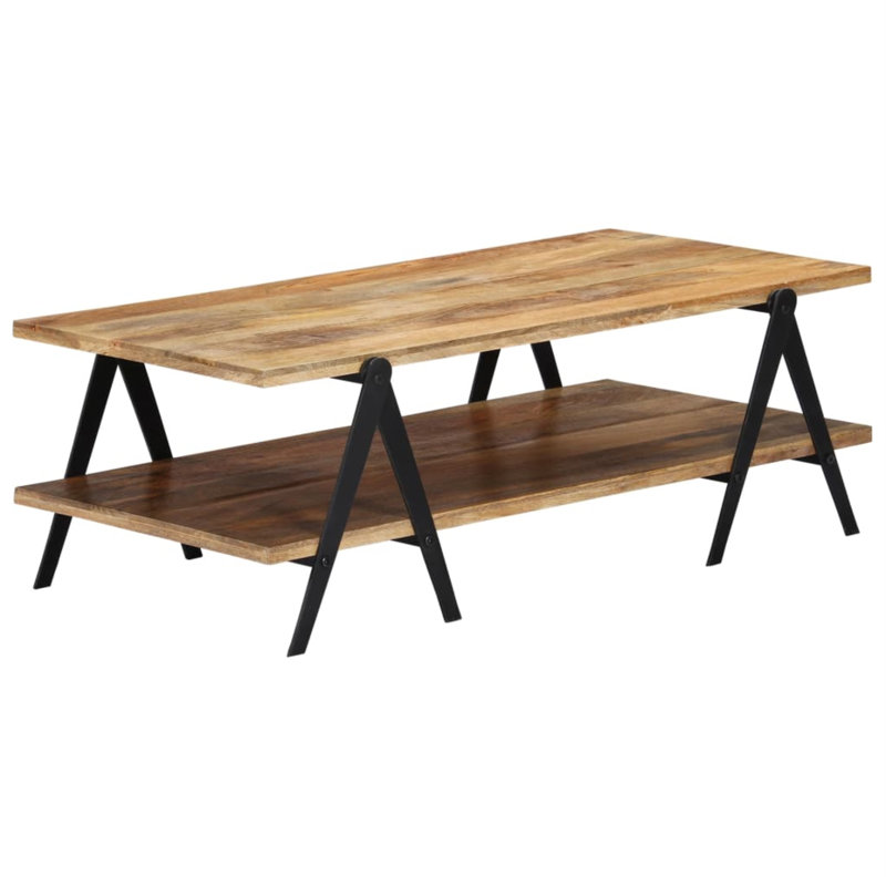 Table basse à cadre simple avec rangement, Chêne
