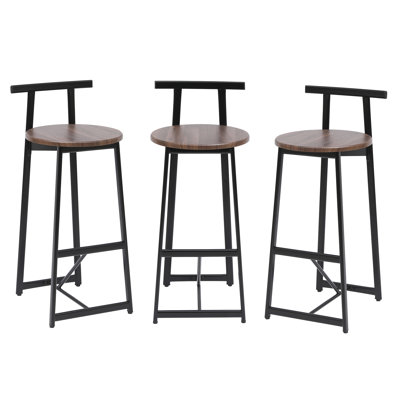 Bar Stools Kitchen Island Bar Chairs Set Of 3 Metal Counter Barstools With Backrest For Dining Pub Room