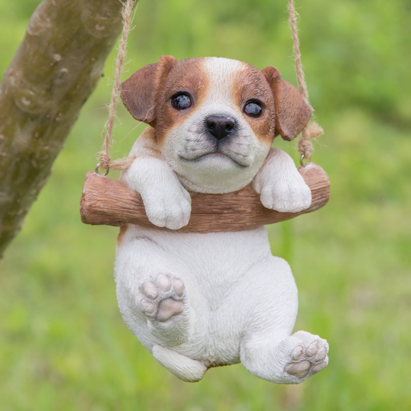 Statue de chiot Jack Russell terrier suspendu