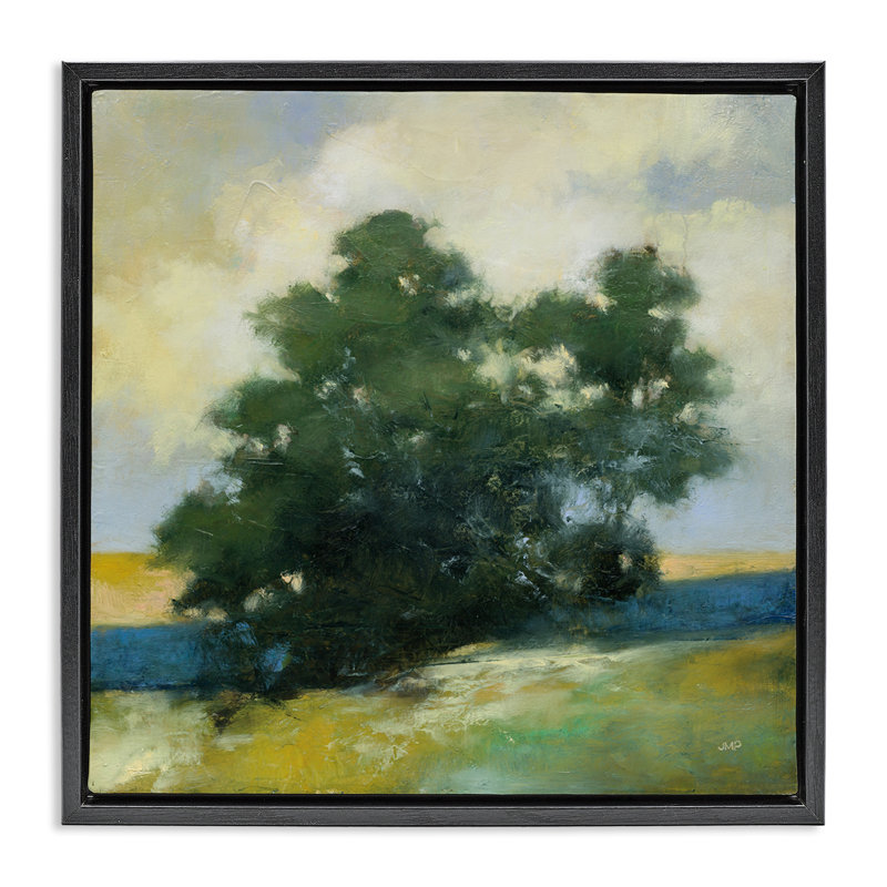 "Solitaire", paysage encadré par Julia Purinton, H 18 po x l 18 po, Cadre flottant gris lustré