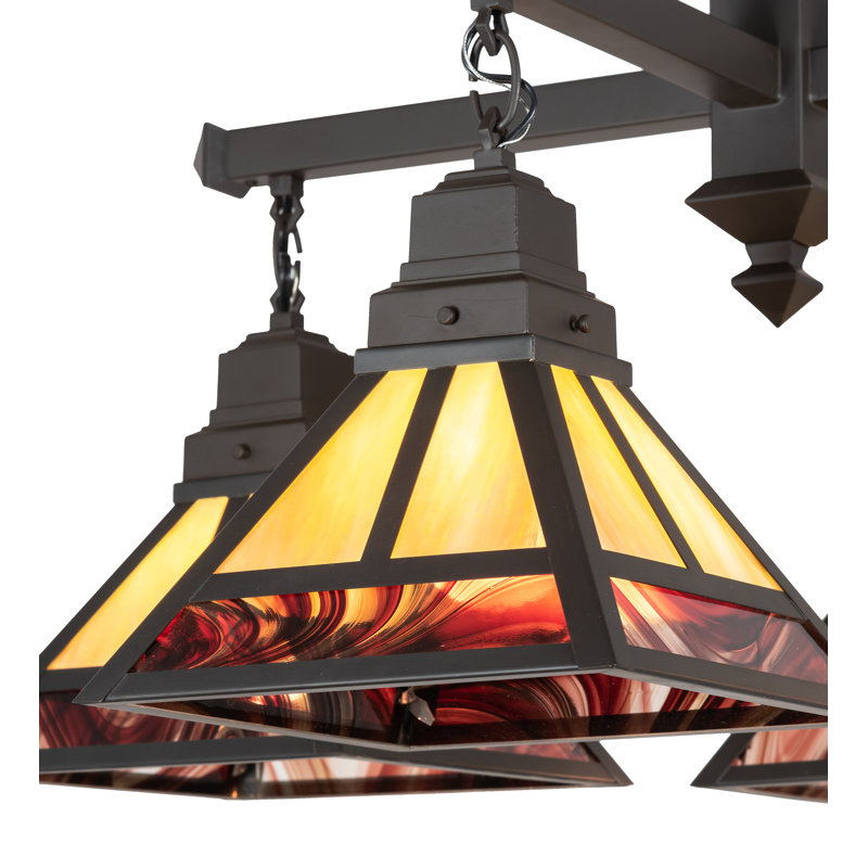 Lustre 4 lumières 30 "carré" T "Mission"