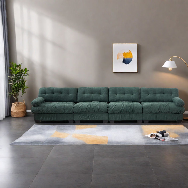 Canapé modulaire spacieux en bois à assise profonde de 158 pouces pour la maison