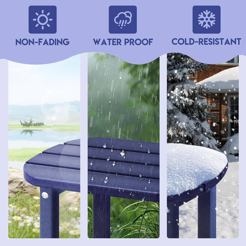 Outdoor Side Table - 2-tier Adirondack Hdpe Patio End Table For Pool, Porch, Balcony & Backyard, Weather Resistance For Indoor And Outdoor Use(navy Blue)