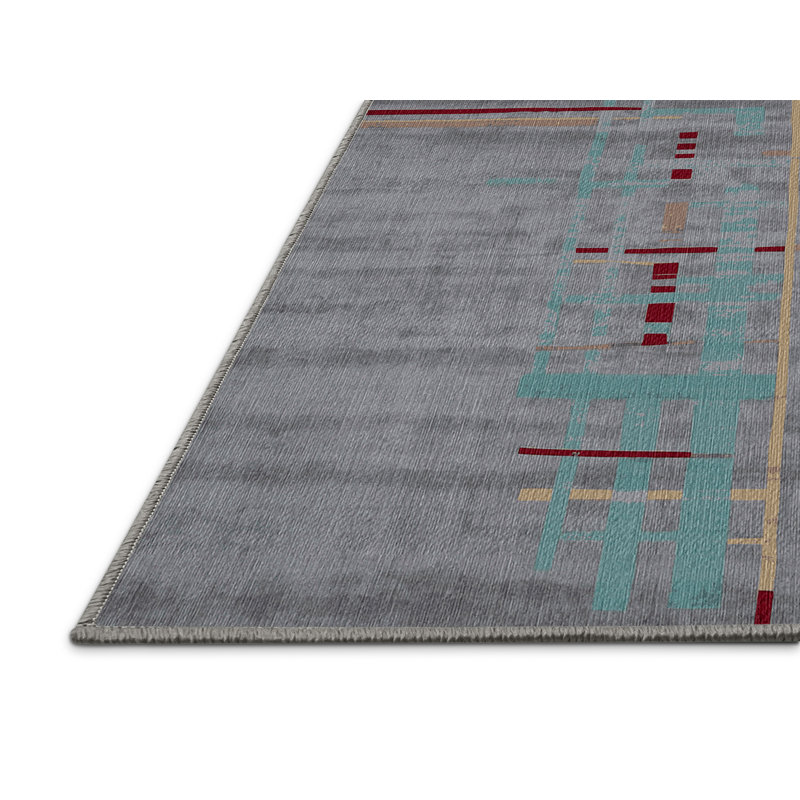 Tapis gris lavable à la machine, Carré 6 pi