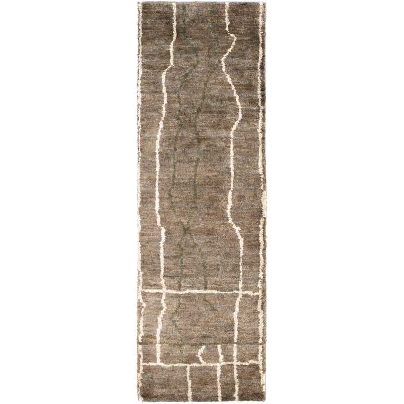 Tapis brun noué à la main Fite Abstract, Rectangle 2 pi x 3 pi