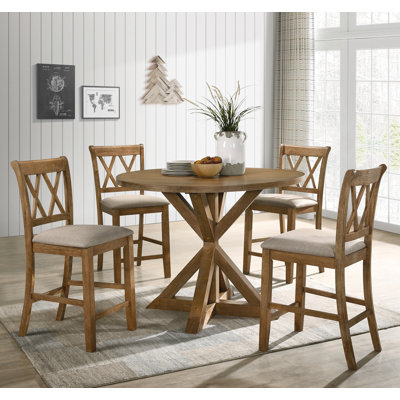 Windvale Cross-Buck Wood 5-Piece Dining Set