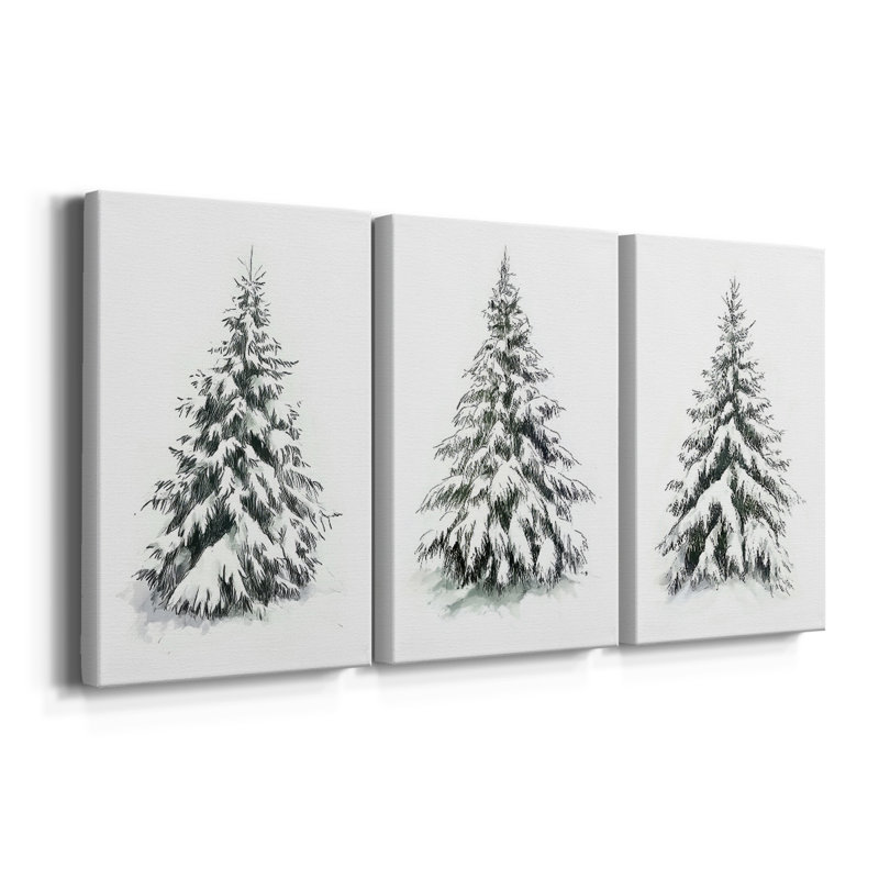 Christmas Holiday Art VI - Toile tendue avec châssis sur mesure - 3 pièces, 12" H x 24" W