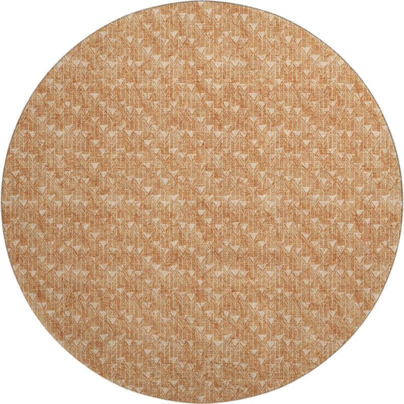 Premium Machine Washable Cerrito AMF514 Salmon Rug, Round 8'