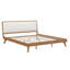 Lit plateforme Renwick King style Mid-Century en bois massif avec tête de lit bouclée et pieds fuselés-135444853-135444854
