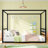 Queen Size Sunshade Floor Bed with Iron Frame, Fence-Style Guardrails, and Low-Profile Design for Modern Bedrooms-1933473588