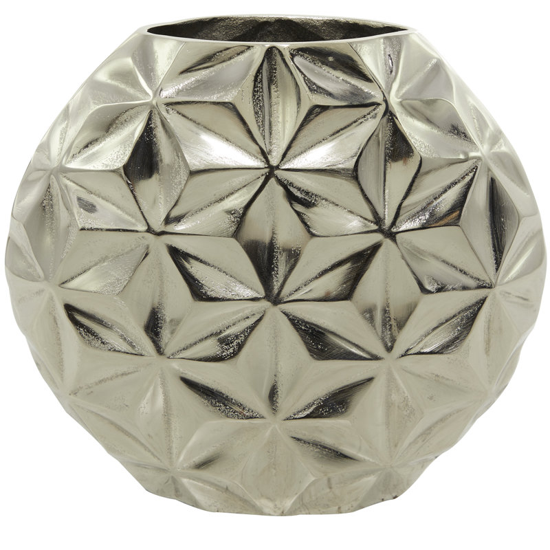 Vase en aluminium, Argent, H 11,2 po x l 12,25 po x P 4,2 po