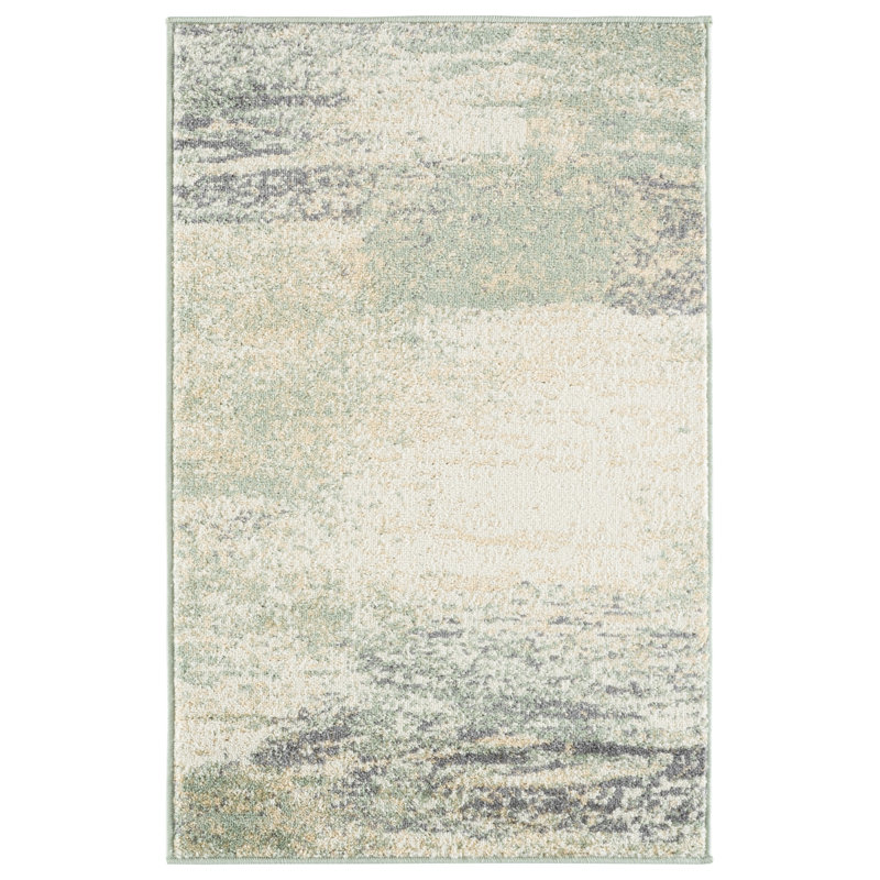 Tapis à motif abstrait Algonquin Performance, Ivory/Green, Rectangle 2 pi 6 po x 4 pi
