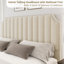 Très grande base de lit en velours avec tête de lit et pied de lit capitonné de 50,2 po de hauteur, garniture cloutée, sans sommier tapissier, cadre de lit tapissier crème, conception à rainure verticale-1732873482-1732873480