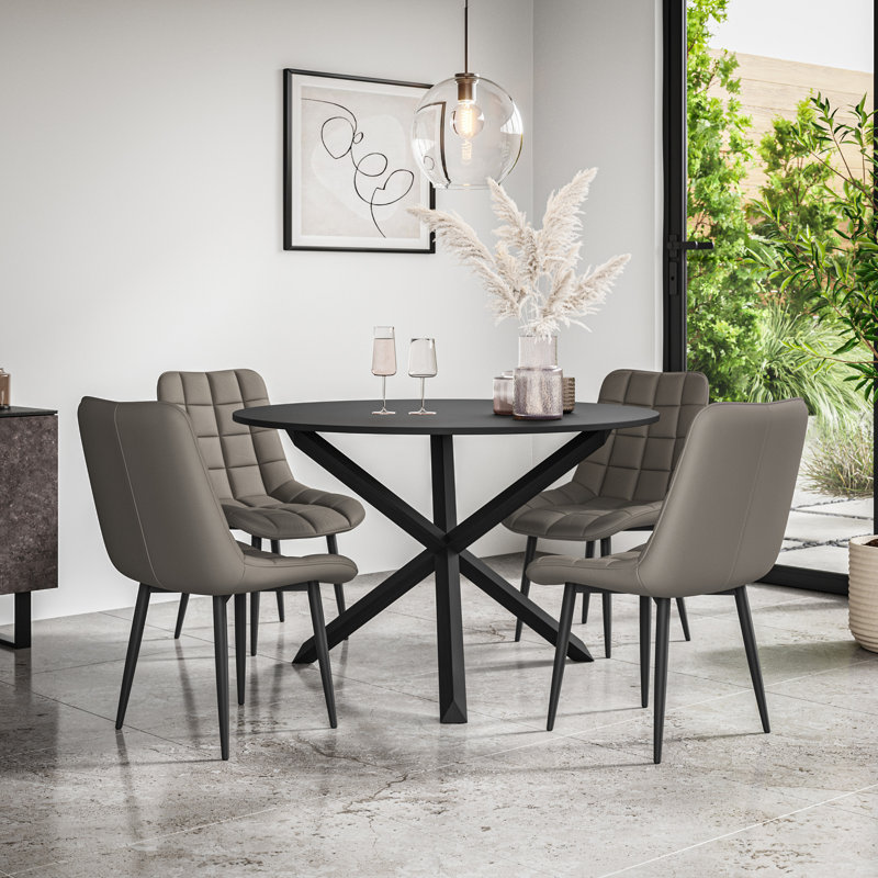 Darcus 4 - Person Dining Set, Black/Black/Grey