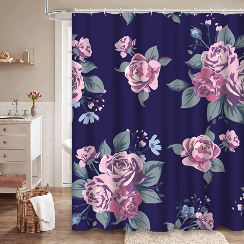 Rideau de douche oriental avec 12 crochets, L 72 po x l 84 po